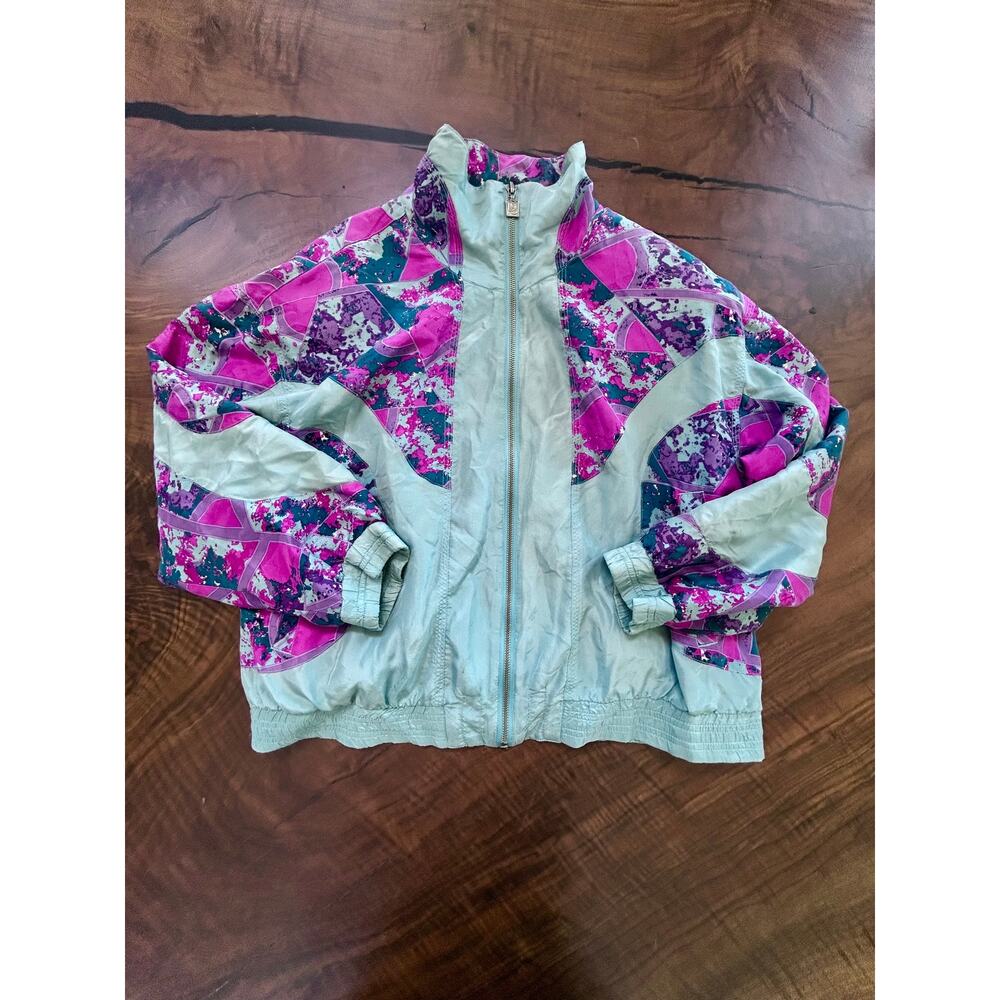 Vintage 90s Abstract Silk Bomber Jacket S
